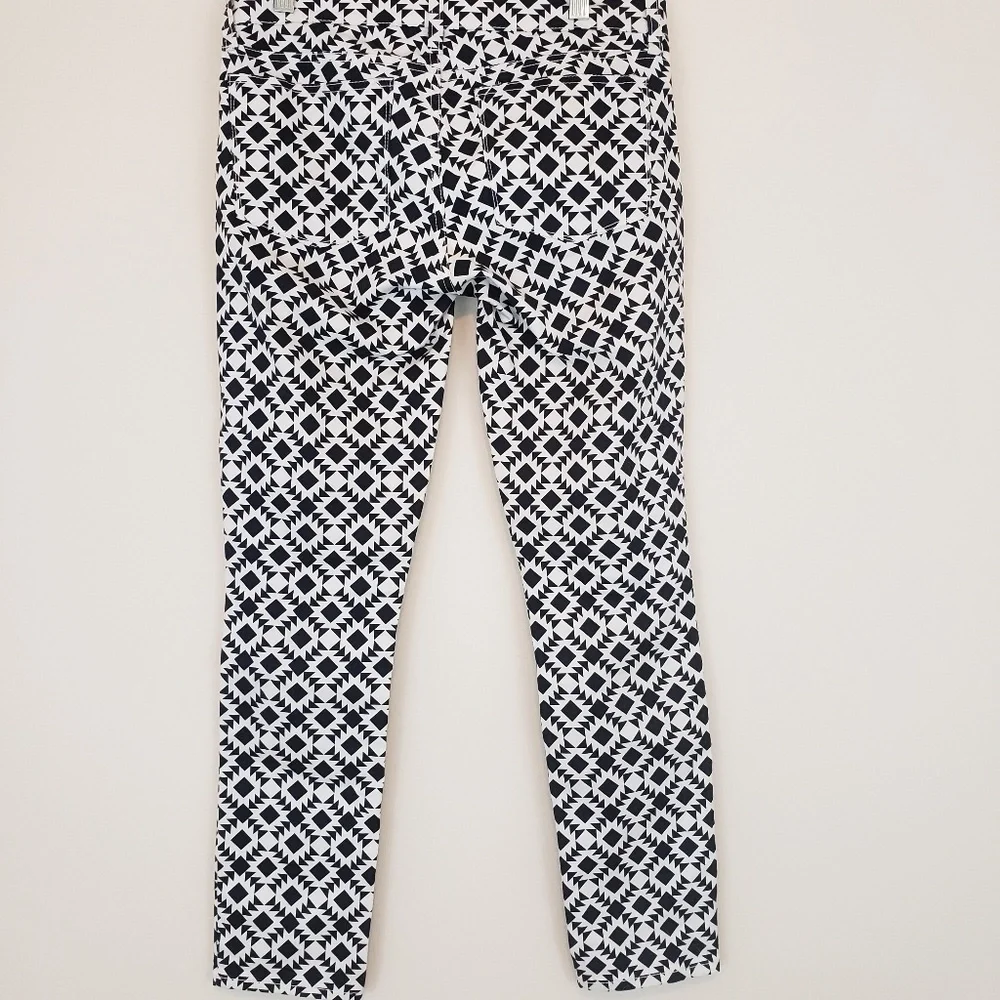 J. Crew Mosaic Print Toothpick Skinny Jeans Navy Blue White Size 27 Size 4